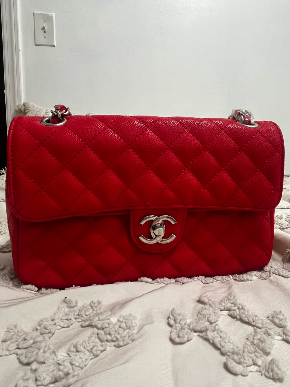 Red Quilted Shoulder Bag